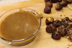 roasted chestnuts and salted caramel sauce