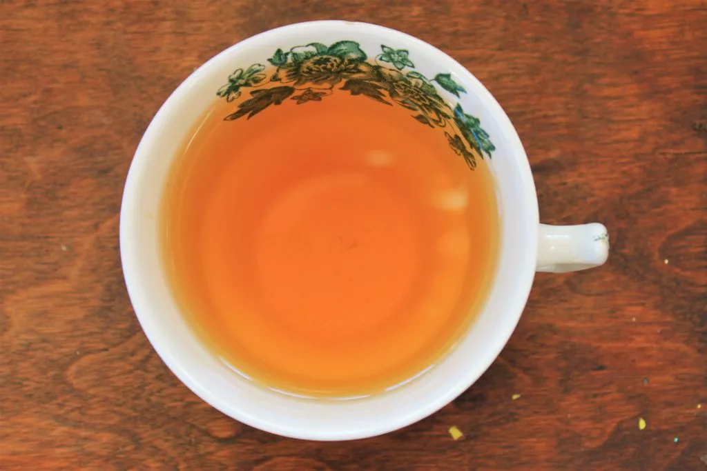 festive peppermint tea in a teacup