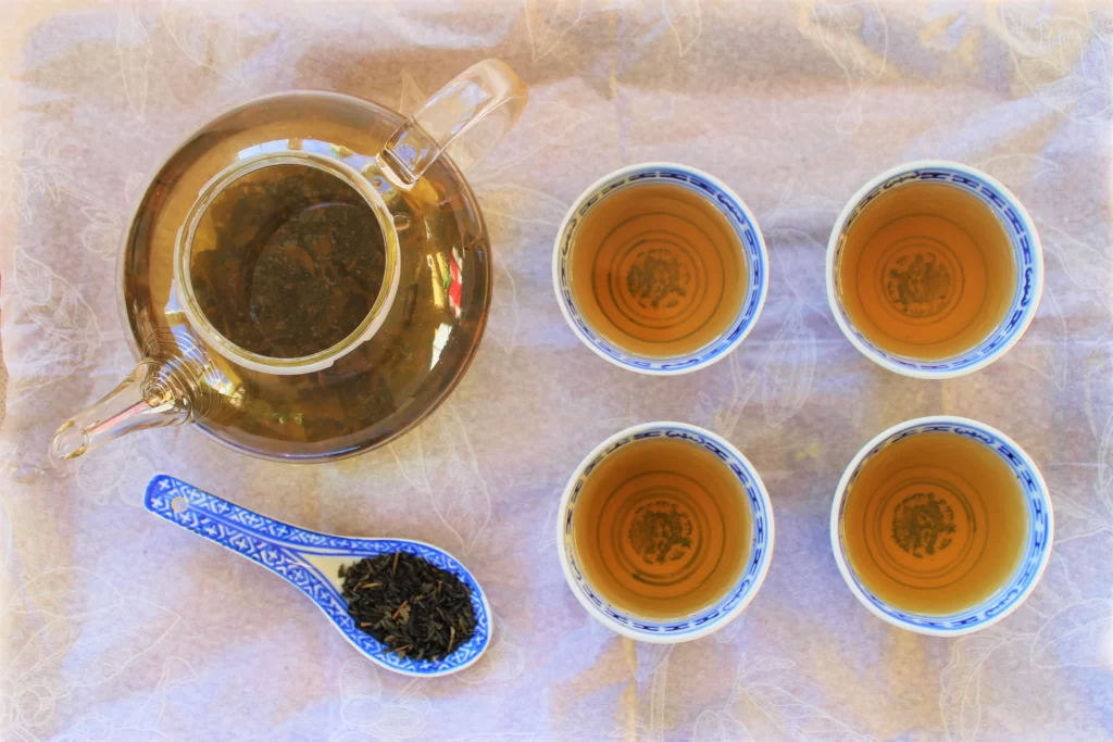 teapot with jasmine green tea