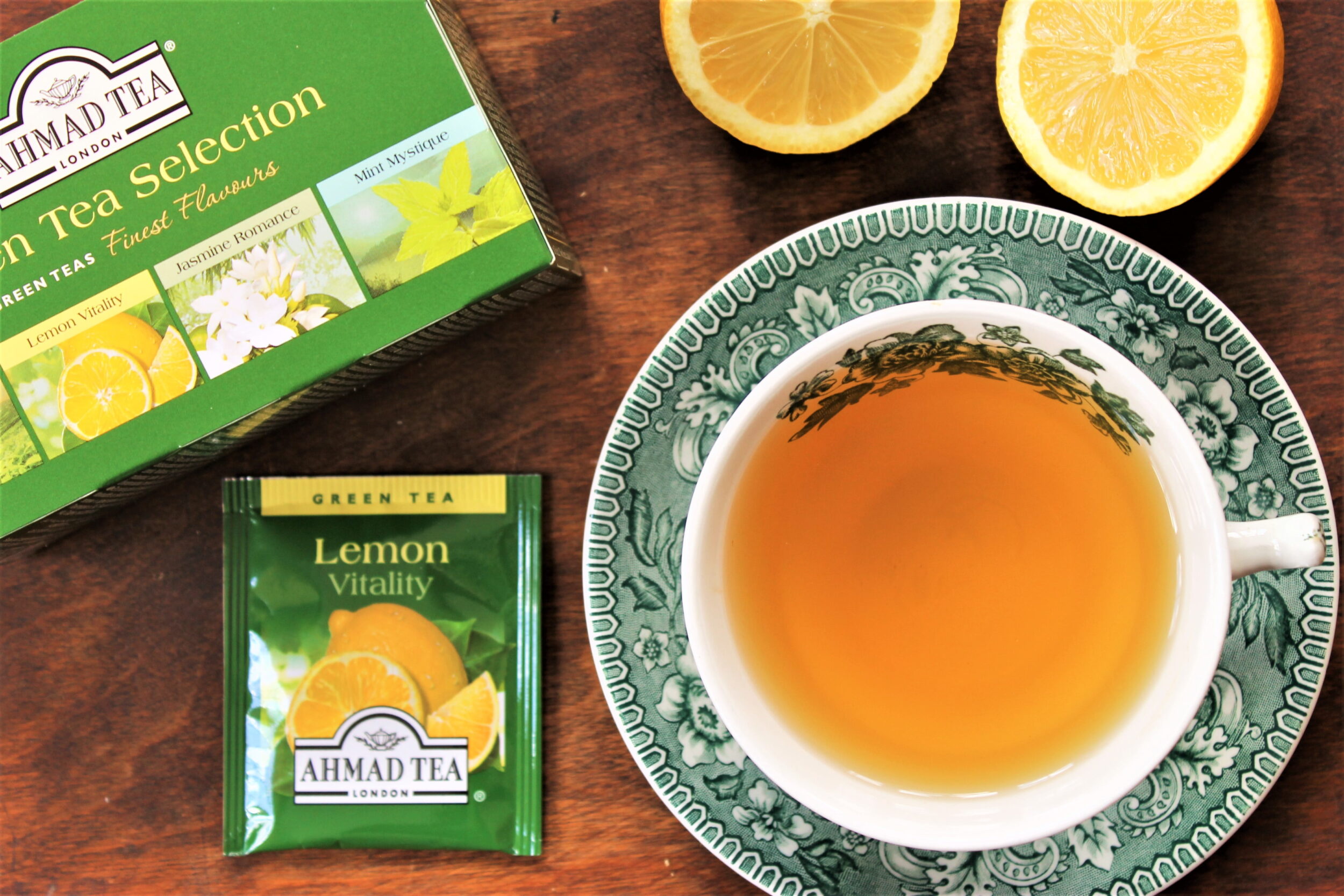 Ahmad tea lemon vitality review tea cup and tea bag