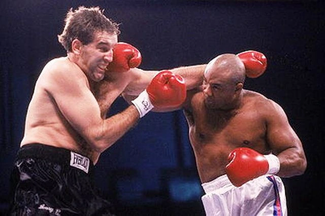 George Foreman lands a knockout punch on Gerry Cooney