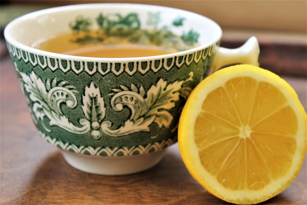 cup of lemon flavoured green tea