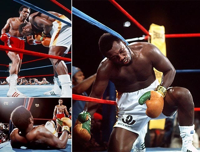 Joe Frazier knocked down multiple times by George Foreman