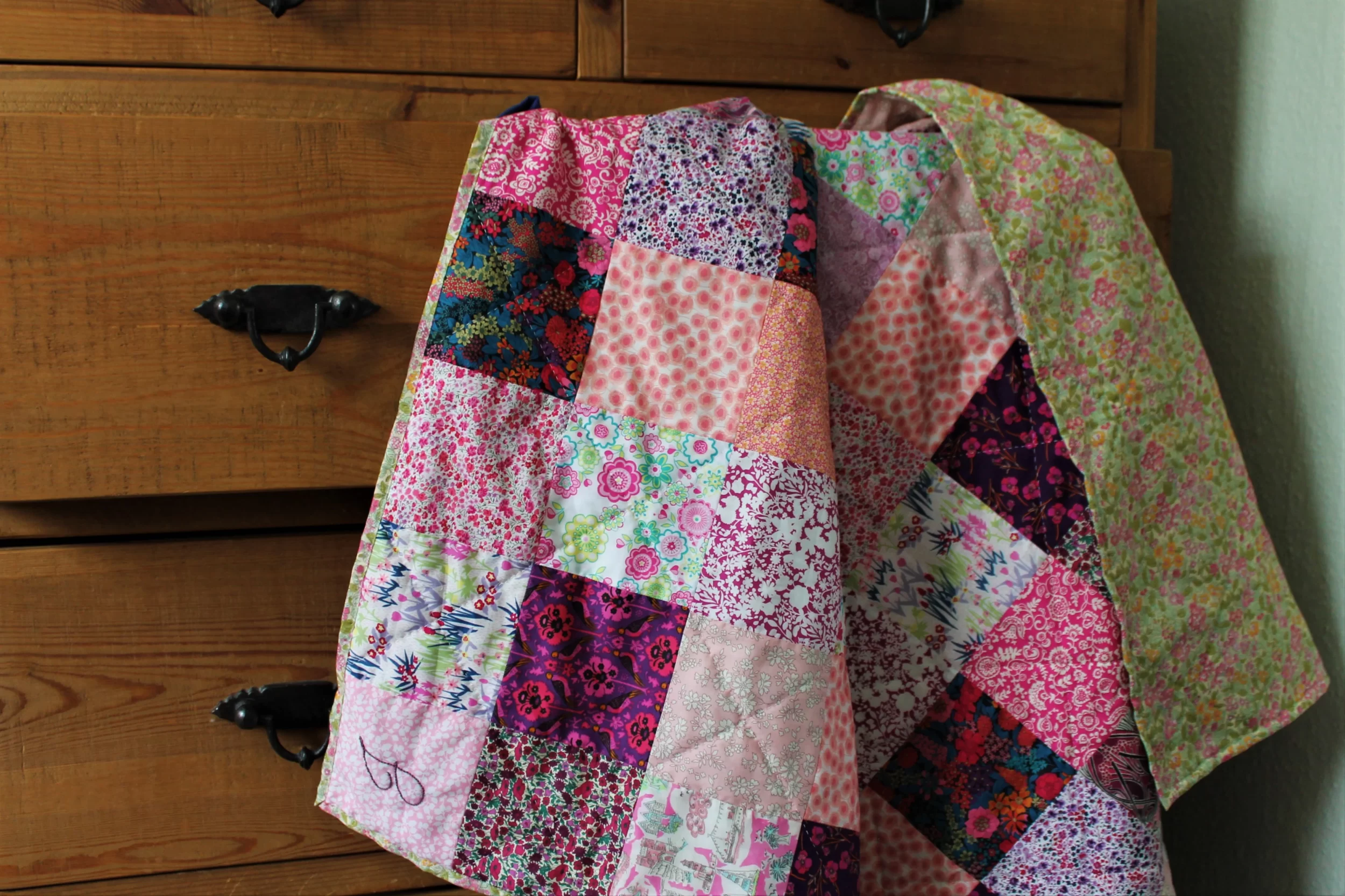 pink square quilt