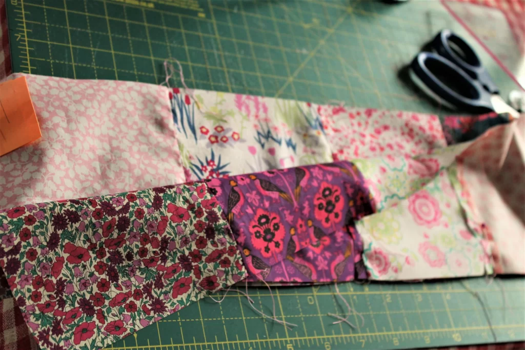 sewing quilt rows together