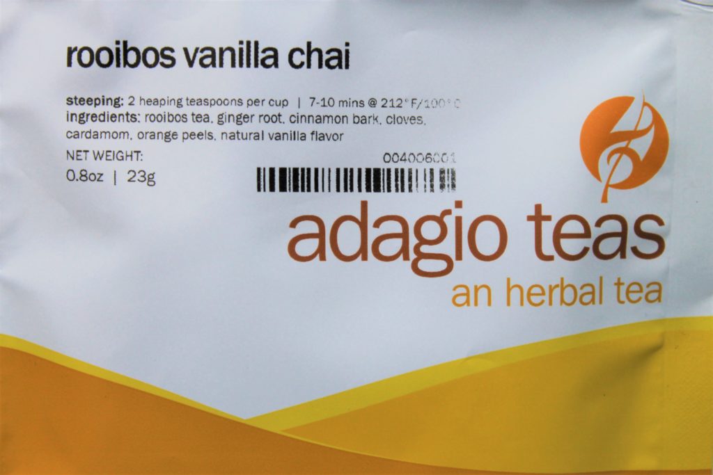 Adagio Rooibos Vanilla Chai Tea Review Izzy's Corner at IW
