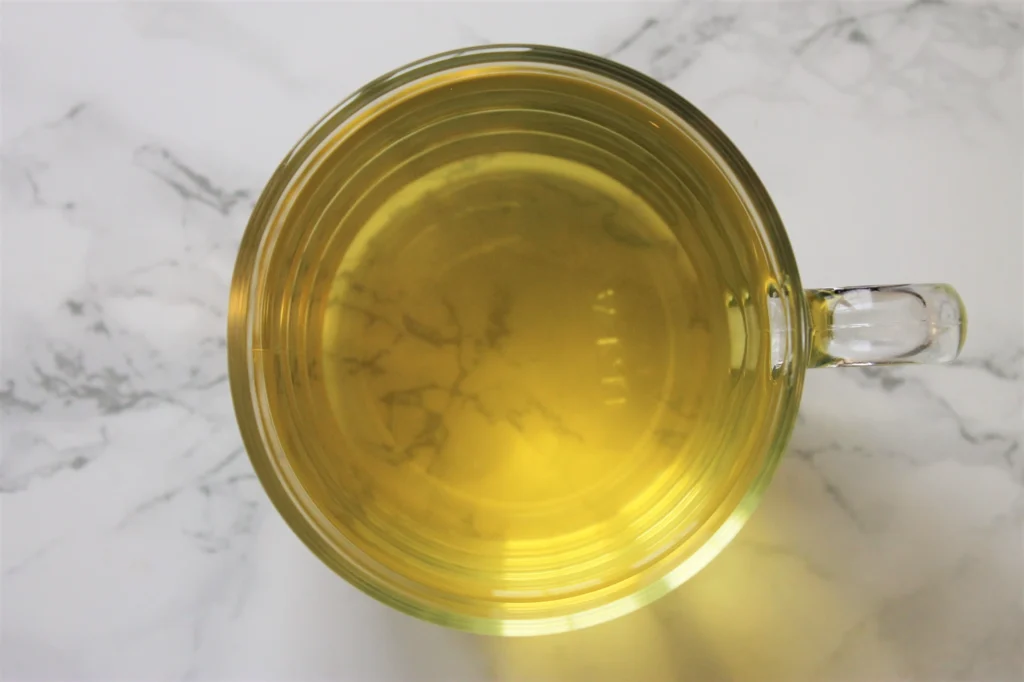 glass cup of chamomile tea