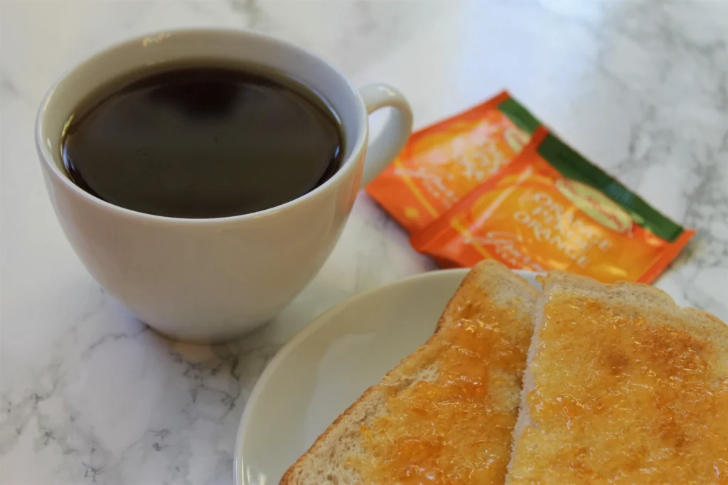 decaf black tea and toast