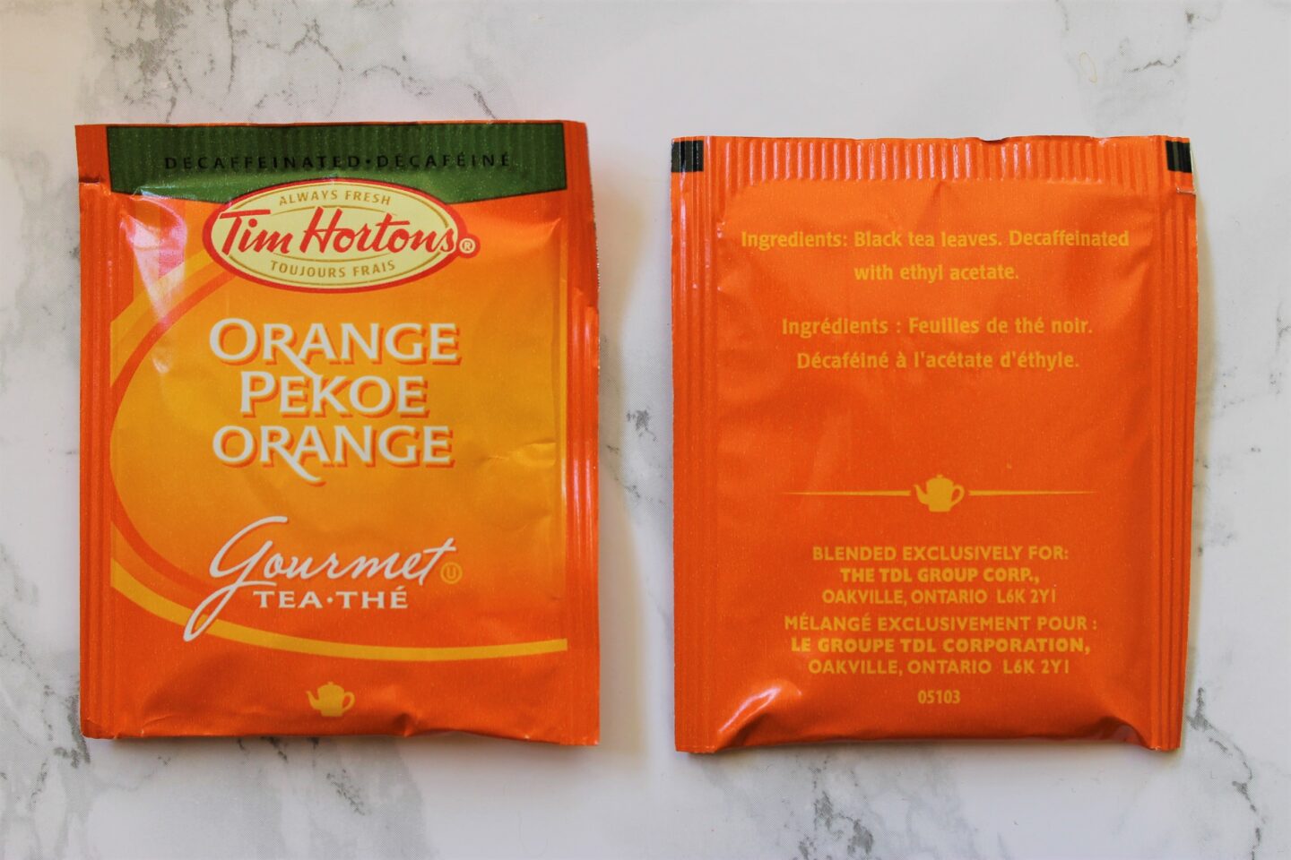 Tim Hortons Orange Pekoe Decaffeinated Tea Review IW Blog