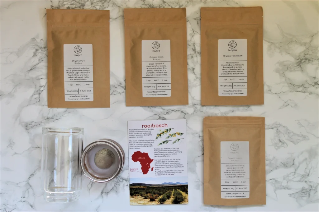contents of the Teapro rooibos subscription box
