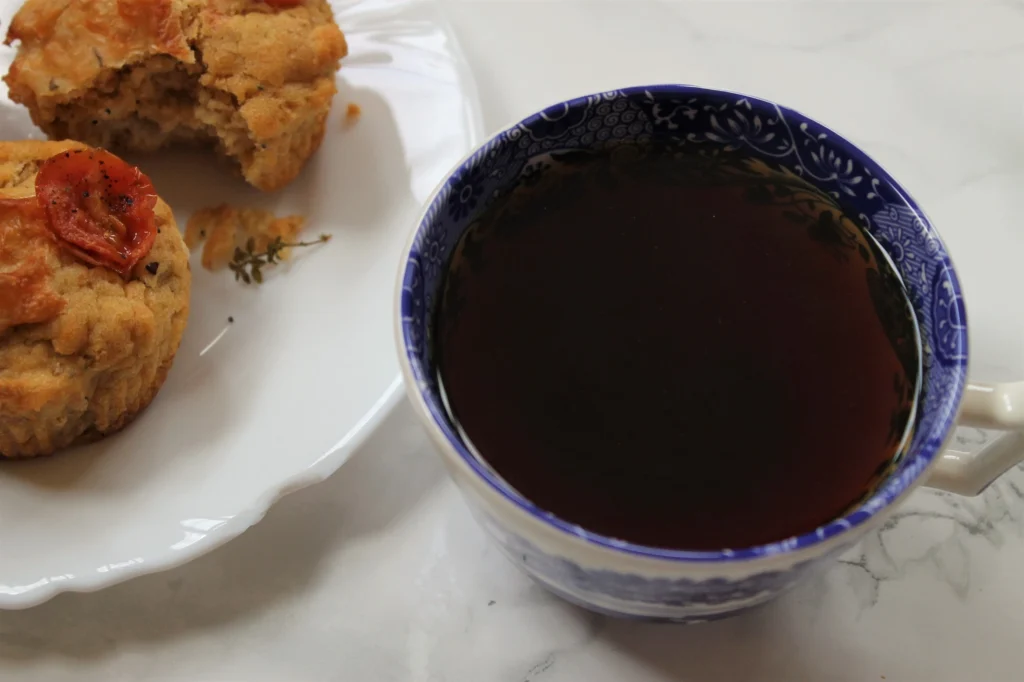 earl grey tea with savoury muffins
