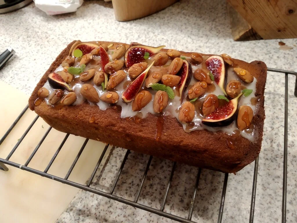 fruitcake loaf with fresh figs