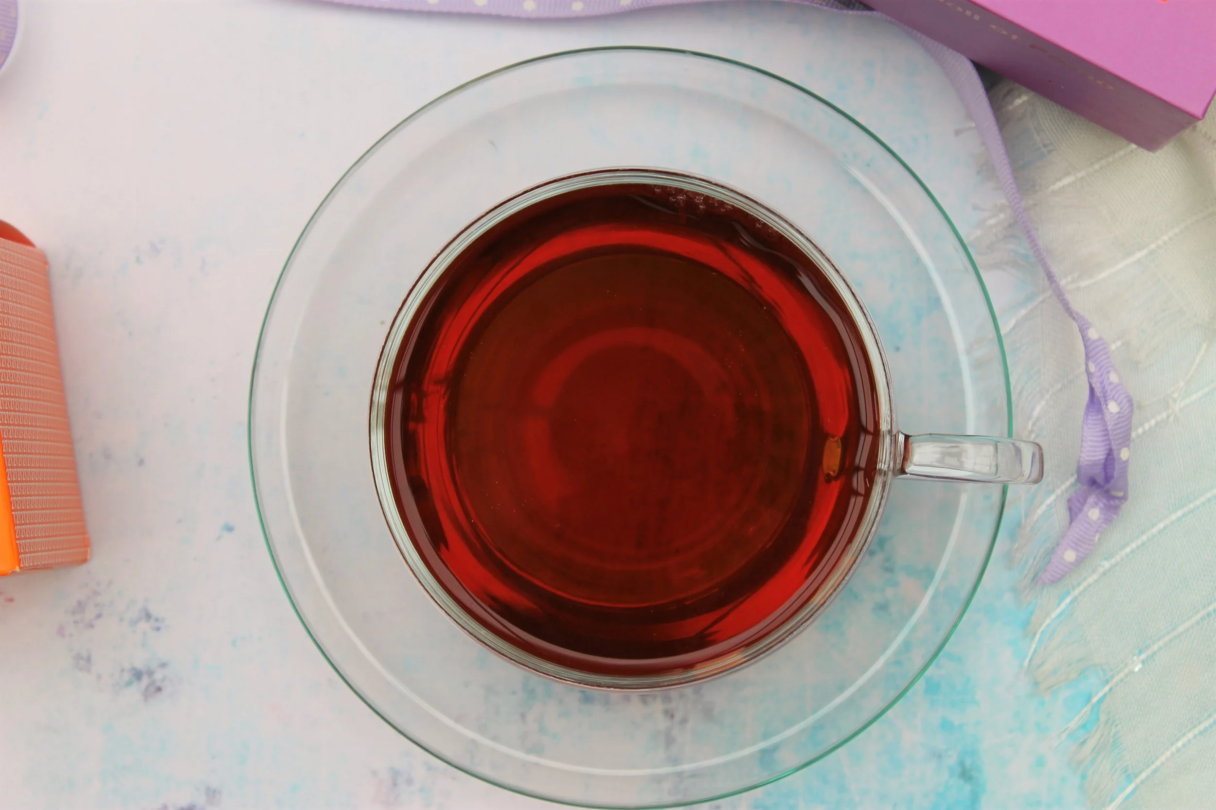 earl grey tea in glass teacup