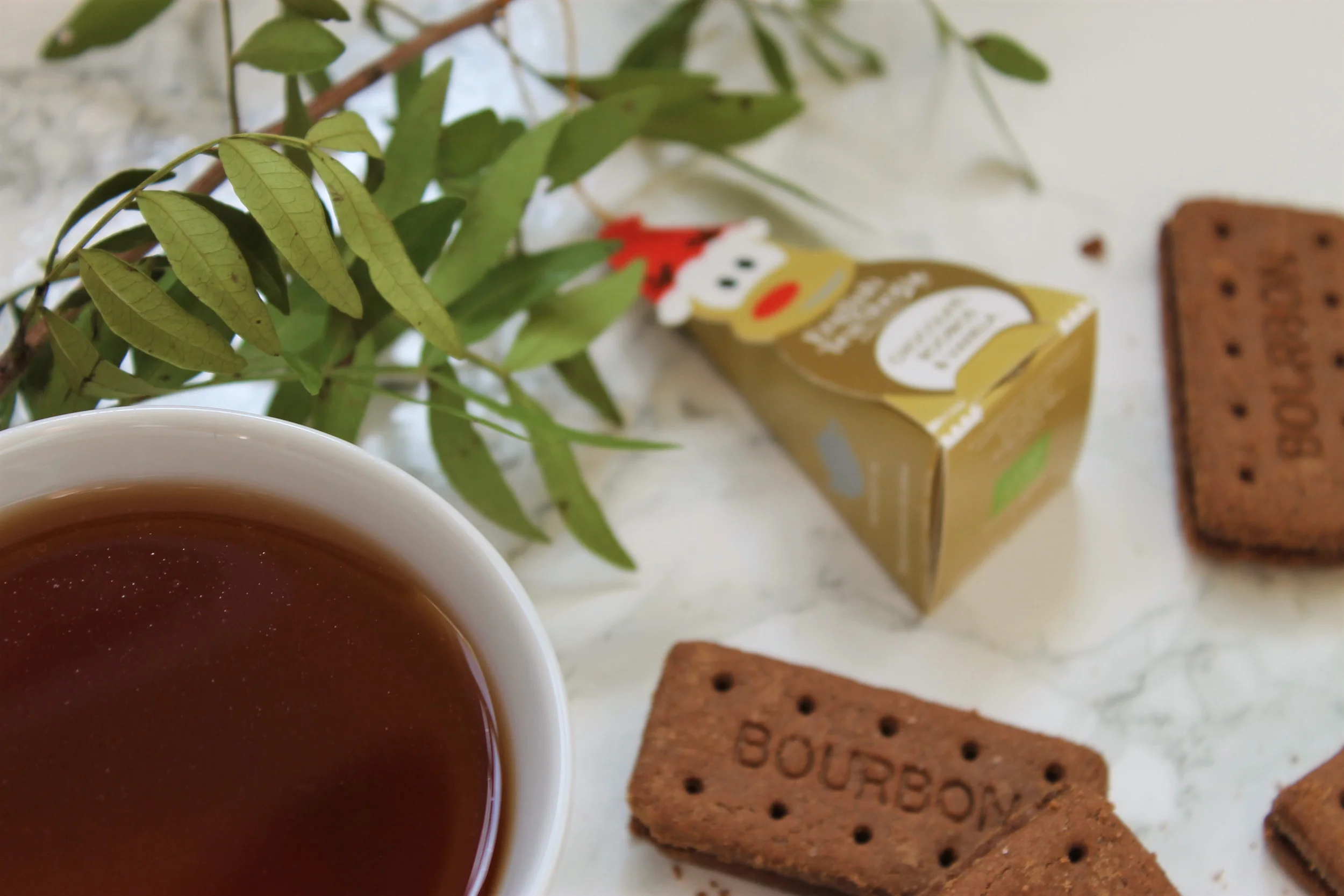 rooibos chocolate flavoured tea with bouron biscuits