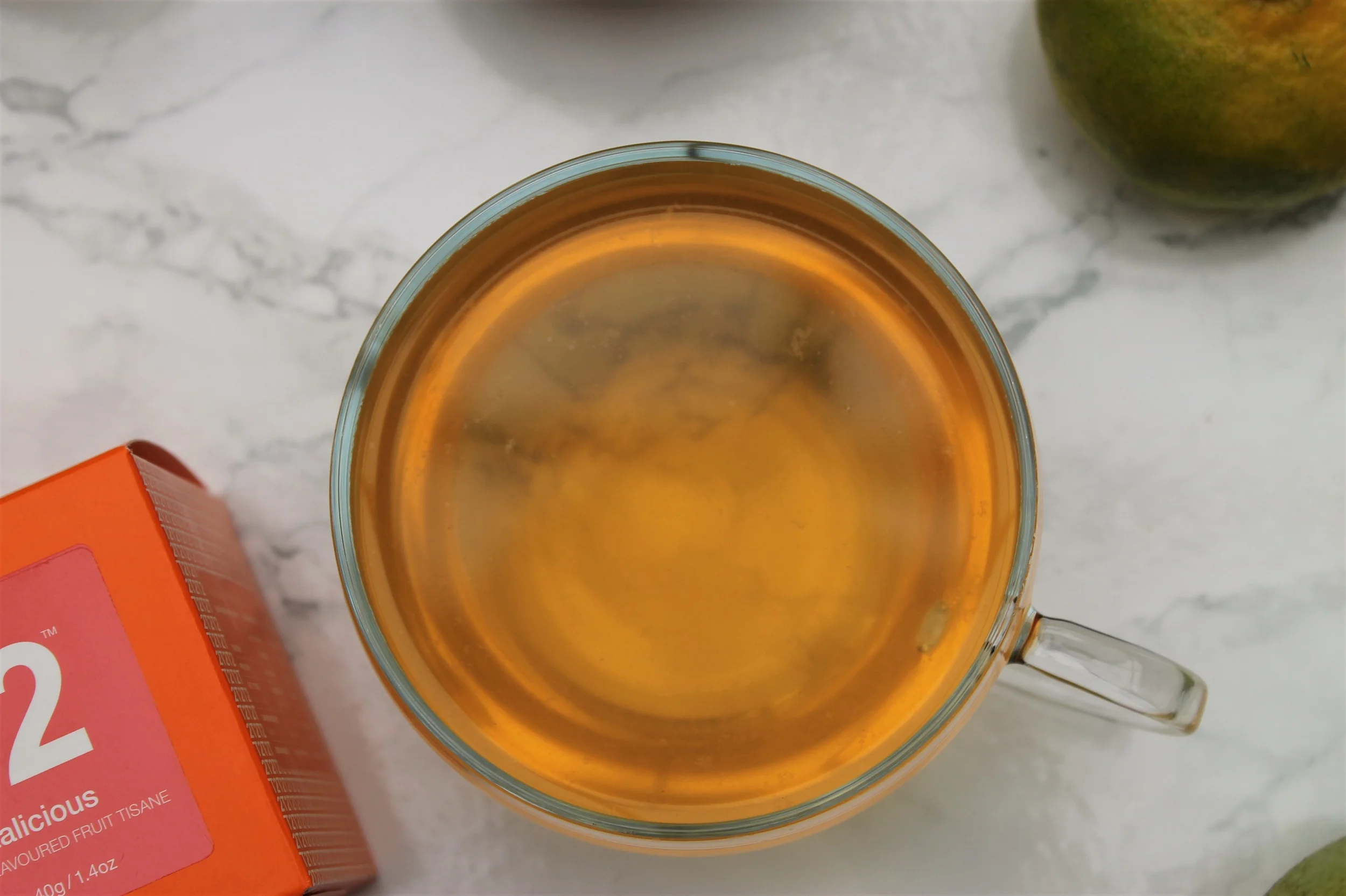 tealicious fruit tea in glass teacup