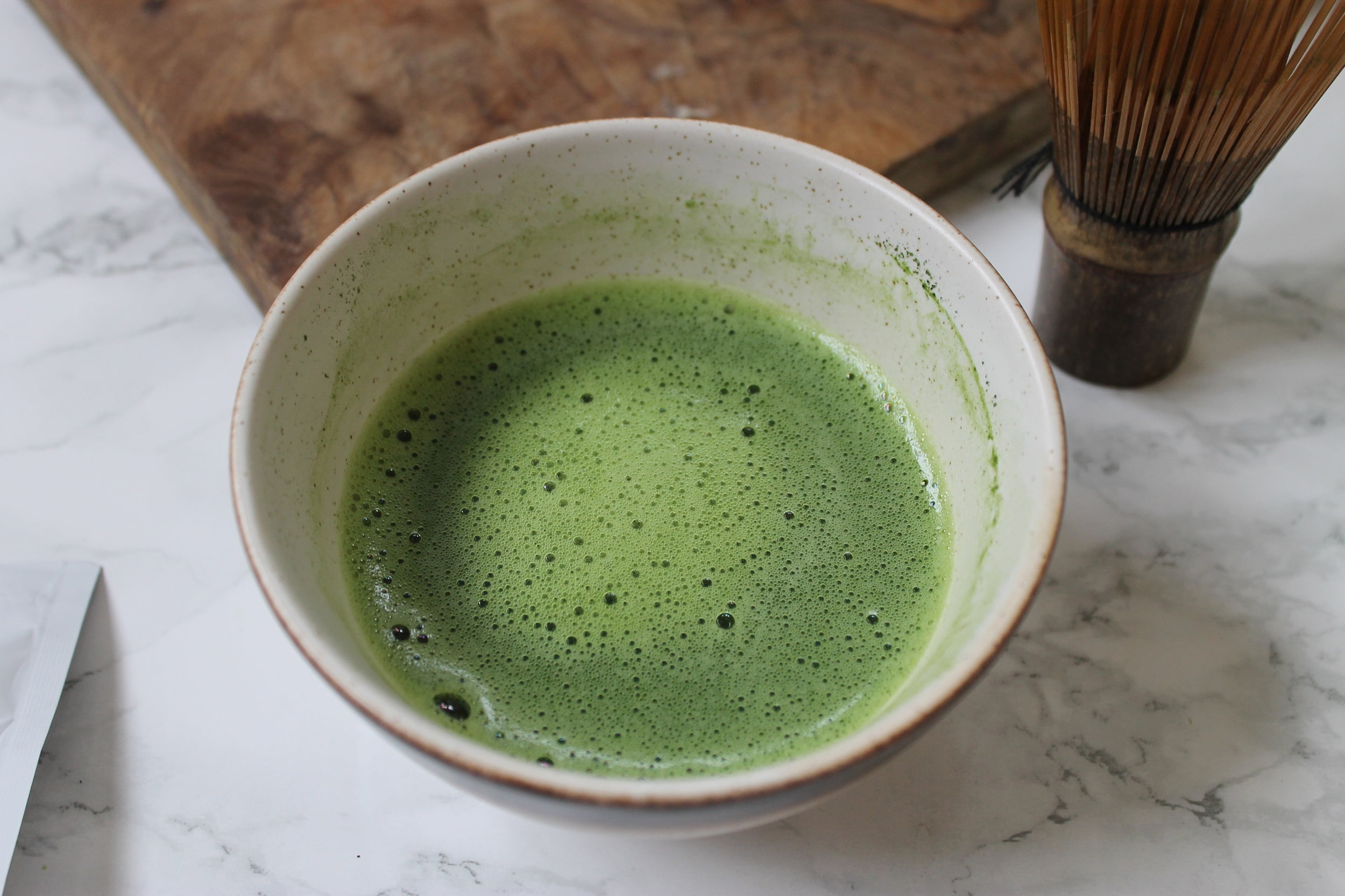 whisked yame Japanese matcha