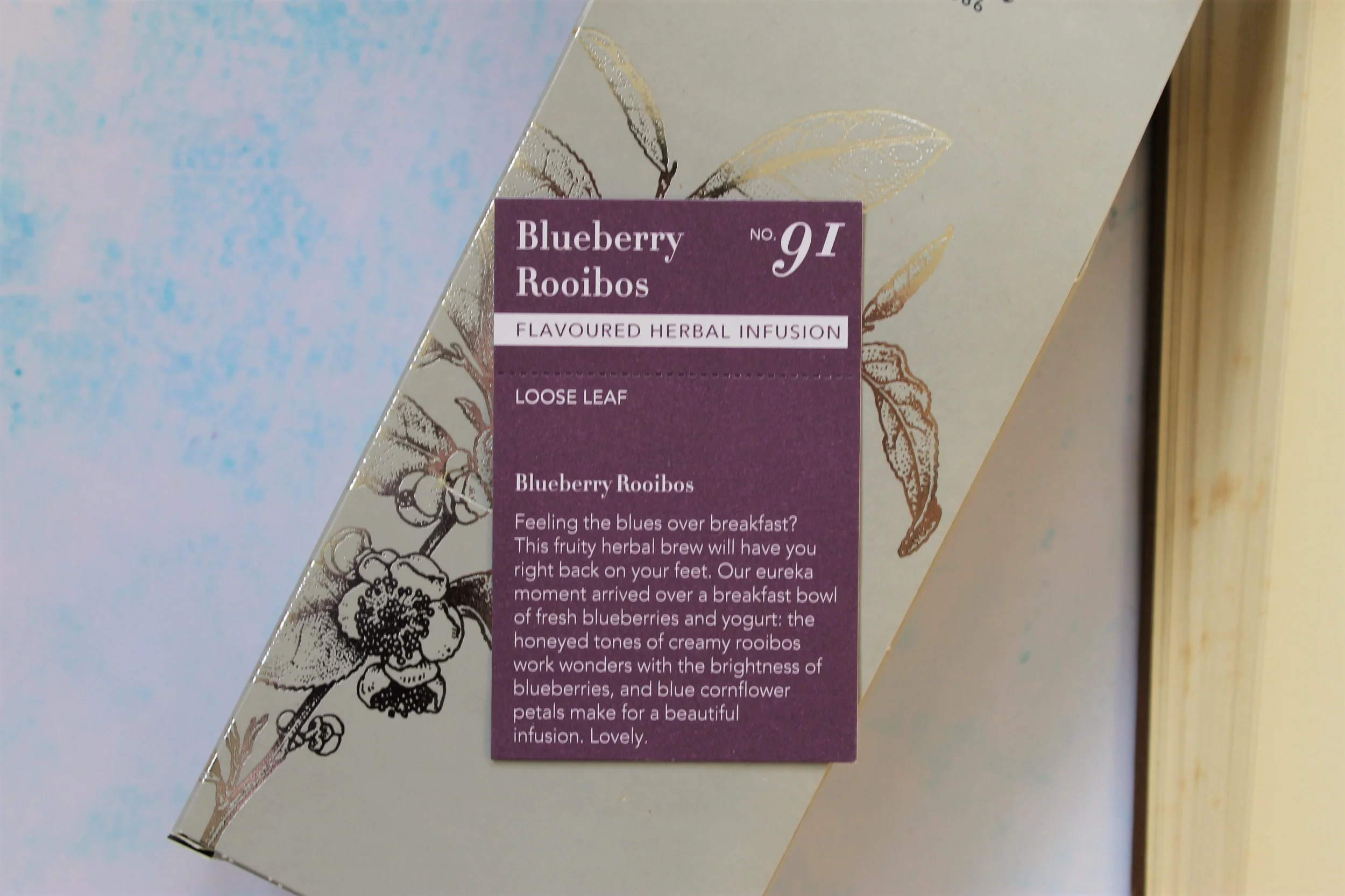 blueberry rooibos tea label