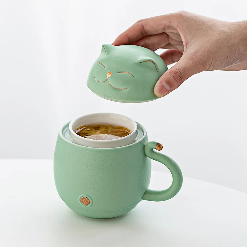 cat theme tea for one set