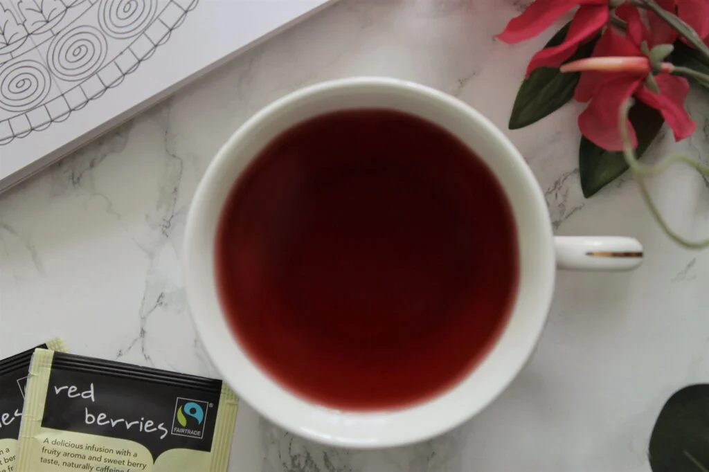 lichfields red berry tea in a white teacup