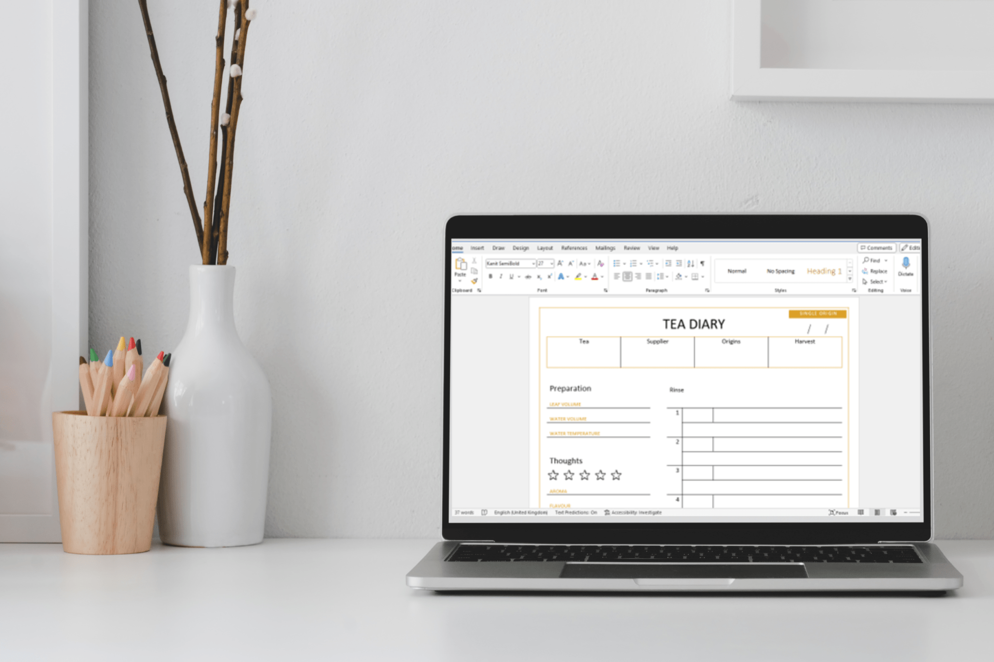 Tea Diary Templates for Writing Tea Reviews IW Shop