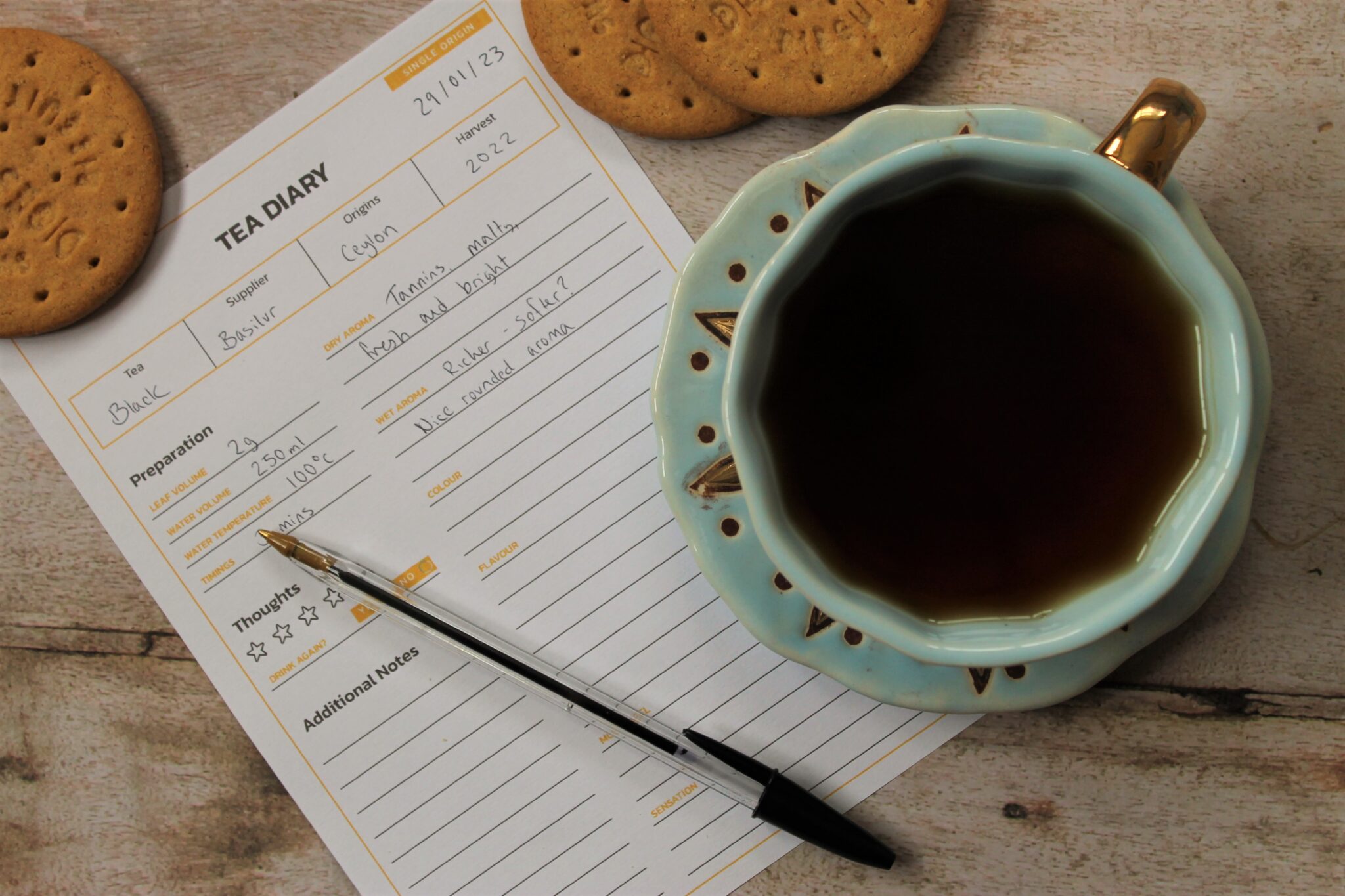 Tea Diary Template for Single Origin Tea Reviews IW Shop