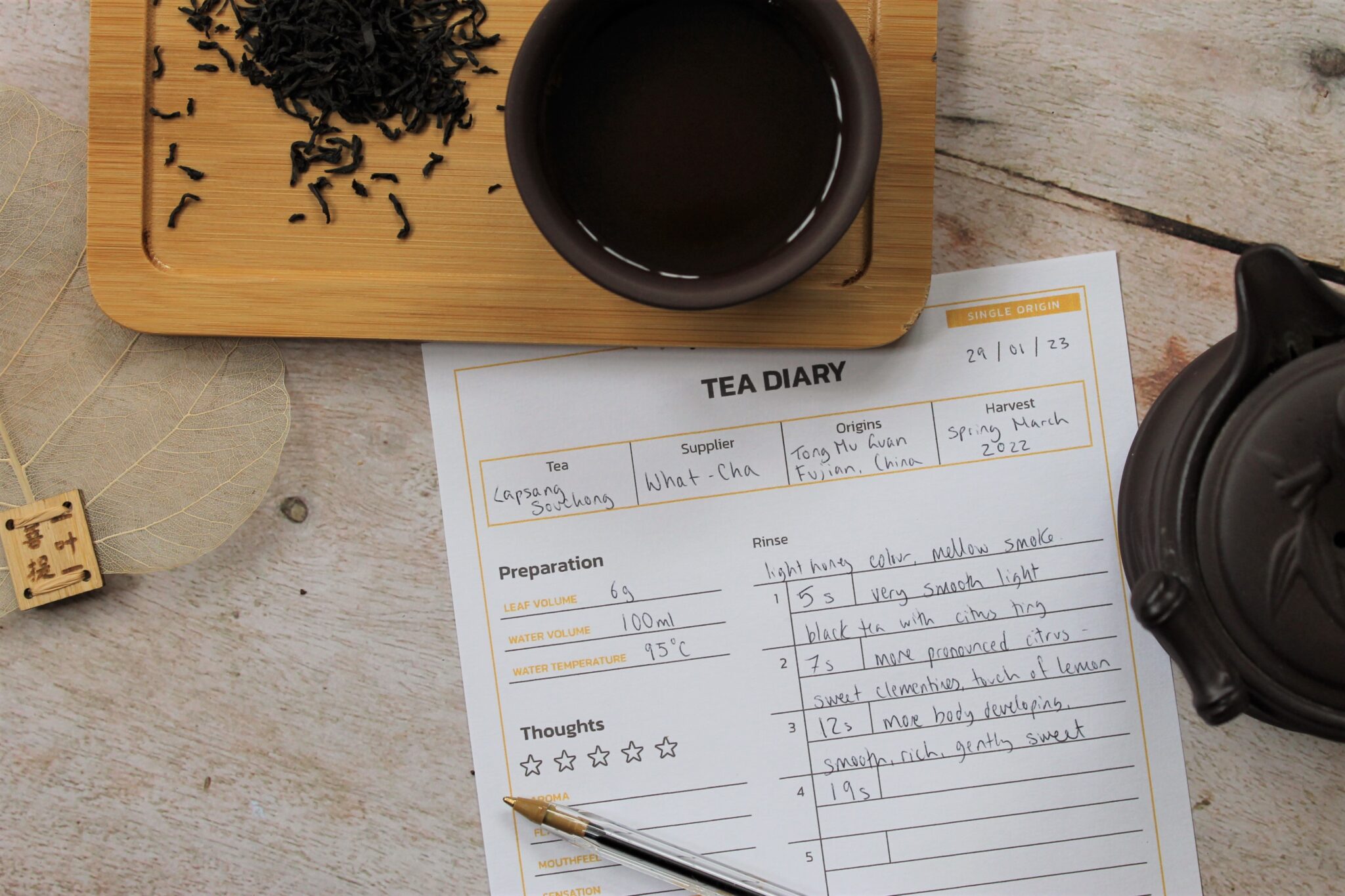 Tea Diary Template for Gongfu Tea Ceremony (Eastern) IW Shop