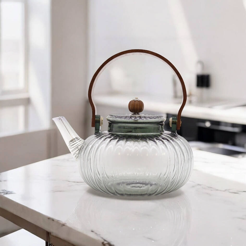 the happy place glass teapot