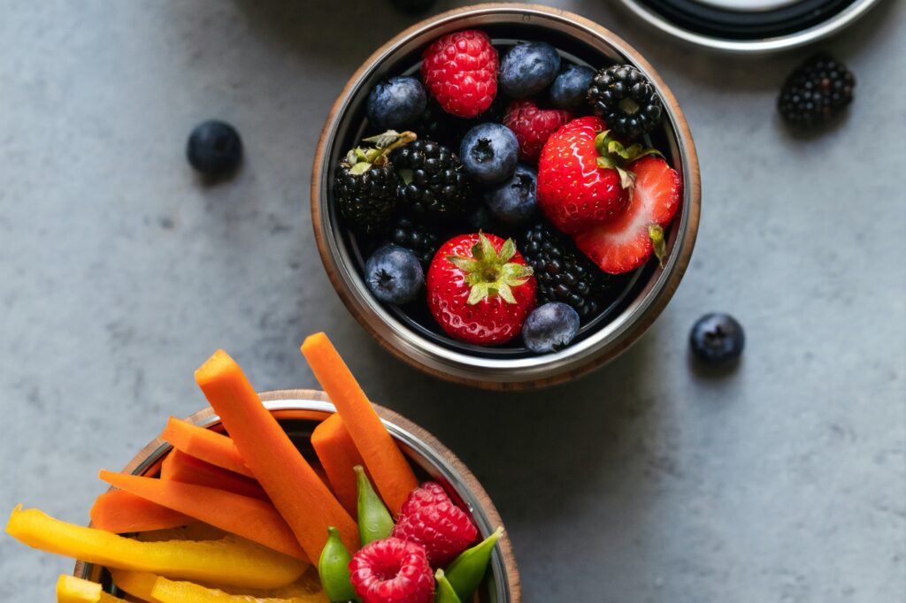 small bowls of healthy snacks