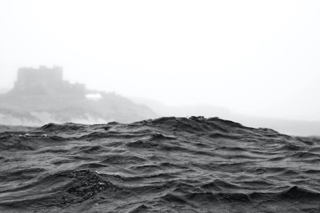 view of bamburgh from farne island