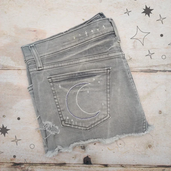moon stars embroidered mini skirt