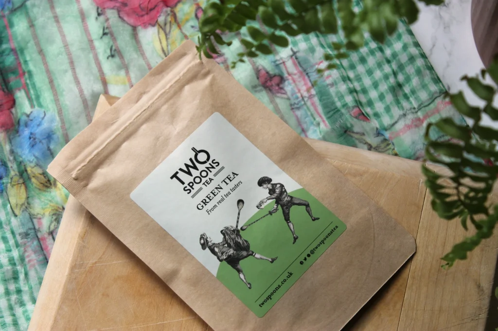 two spoons tea green pillow