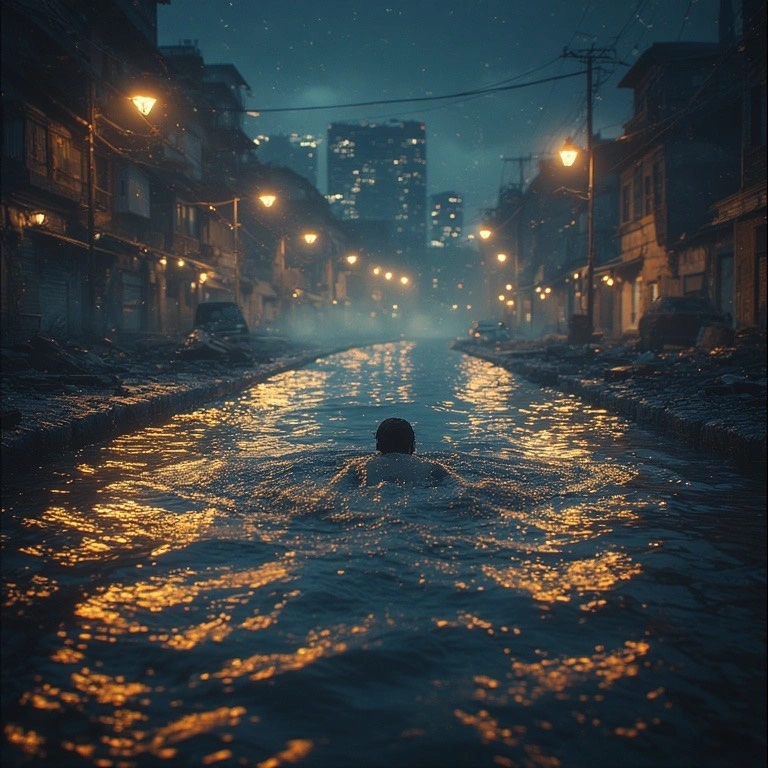 person swimming upstream