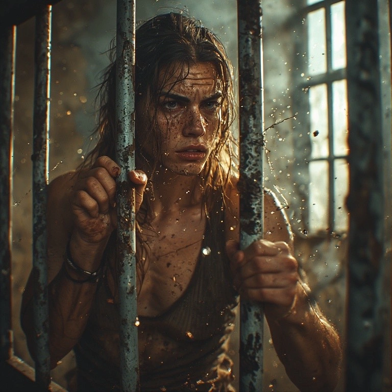 woman behind bars