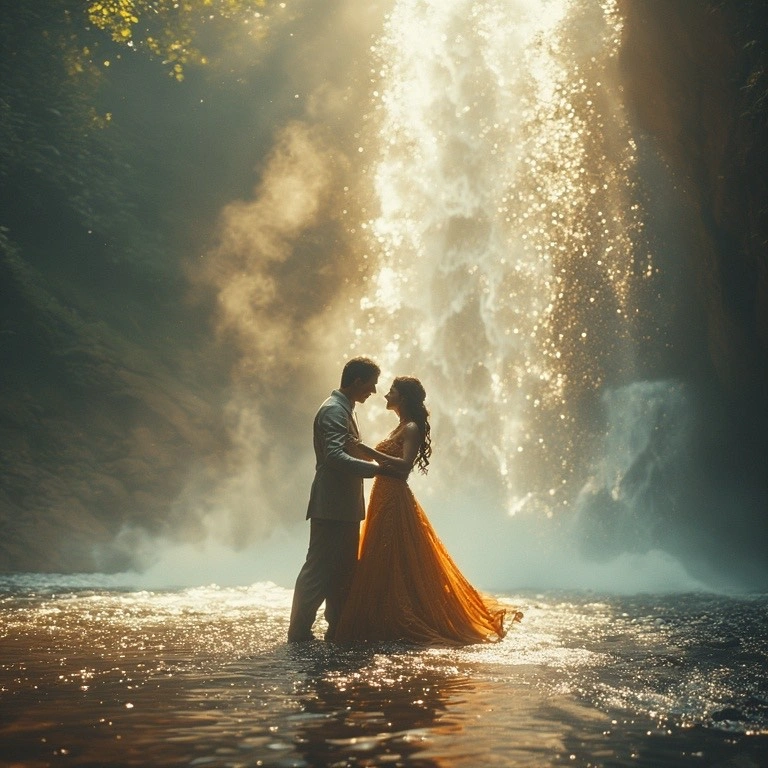 couple dancing in water