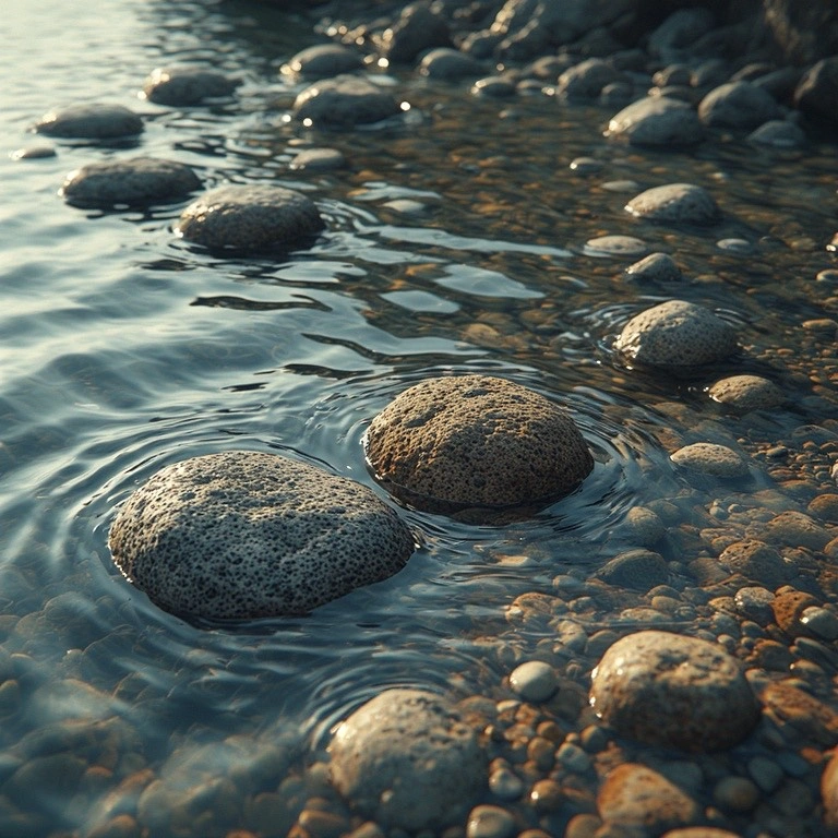 stones with ripples in water