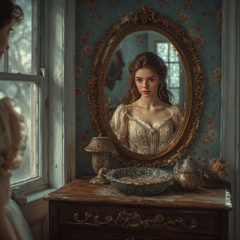 woman's reflection in a mirror