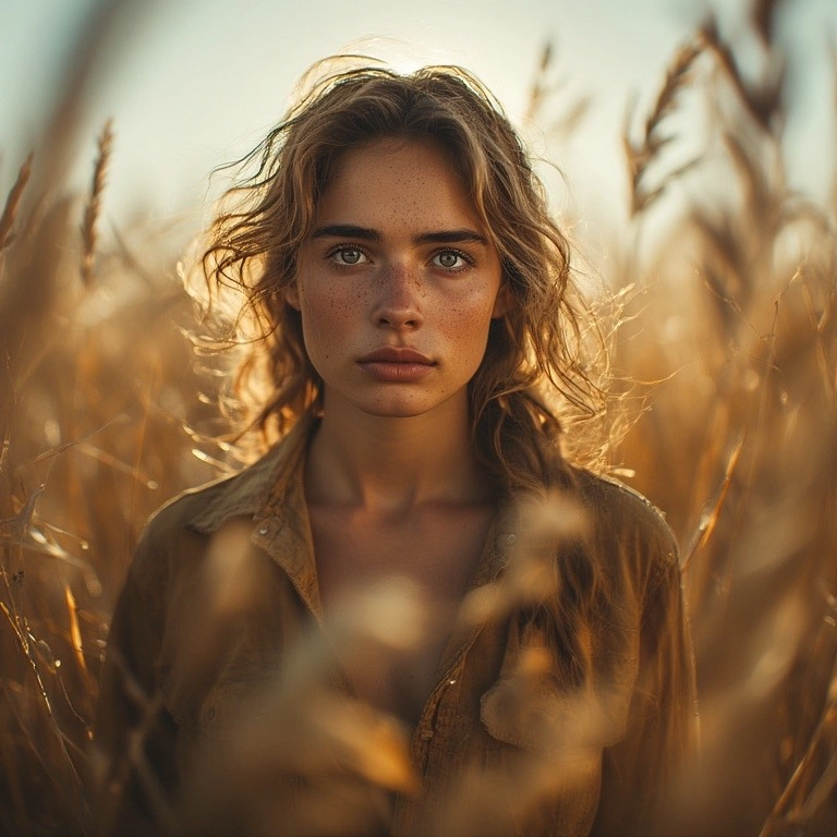 woman standing in a wheat field