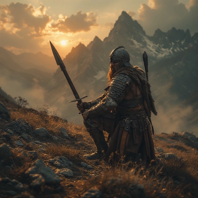 medieval knight contemplating