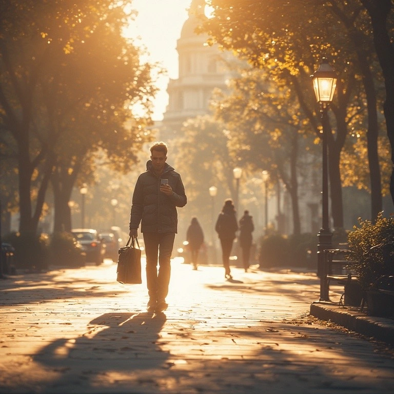 people walking in an urban park
