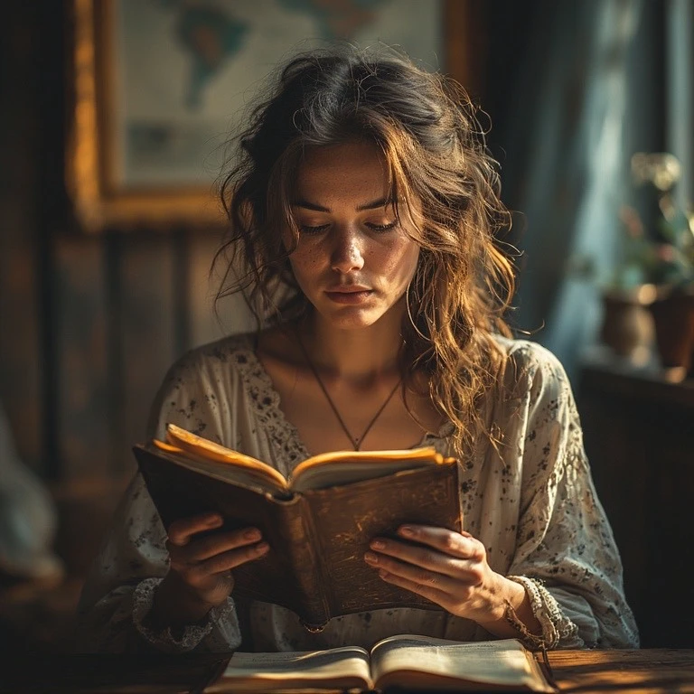 woman reading a book