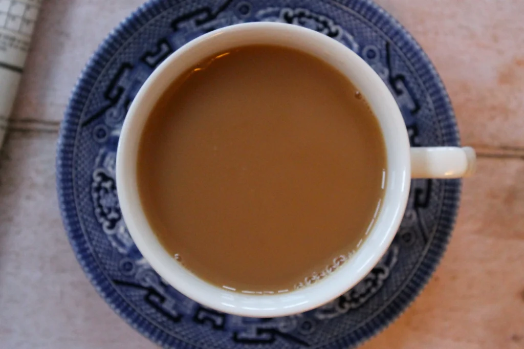 cup of breakfast tea with milk