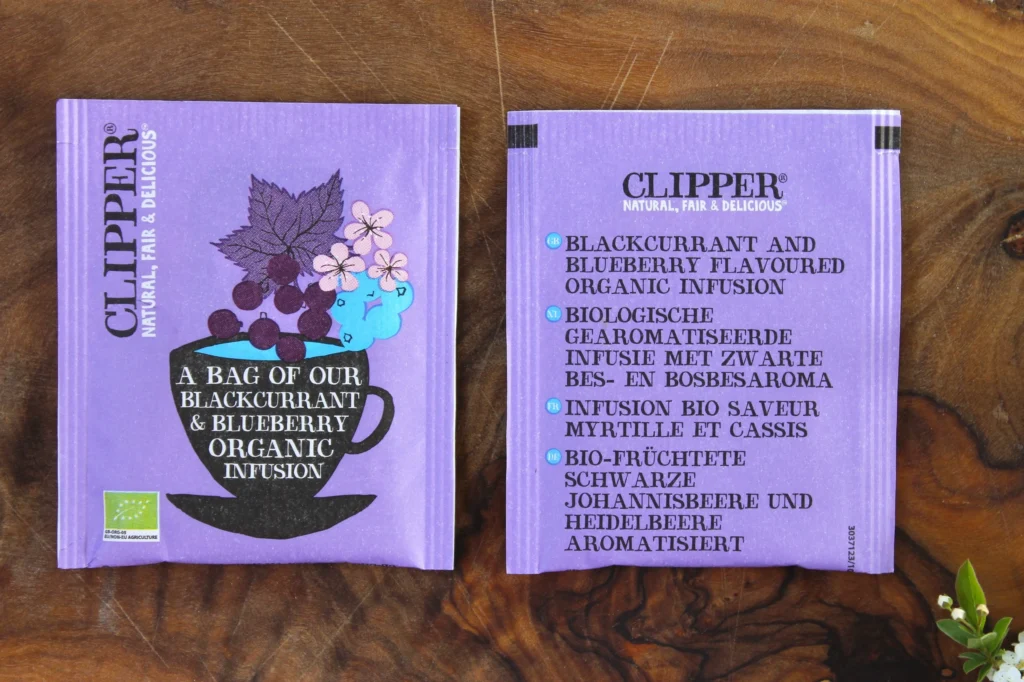 bags of clipper blackcurrant blueberry tea