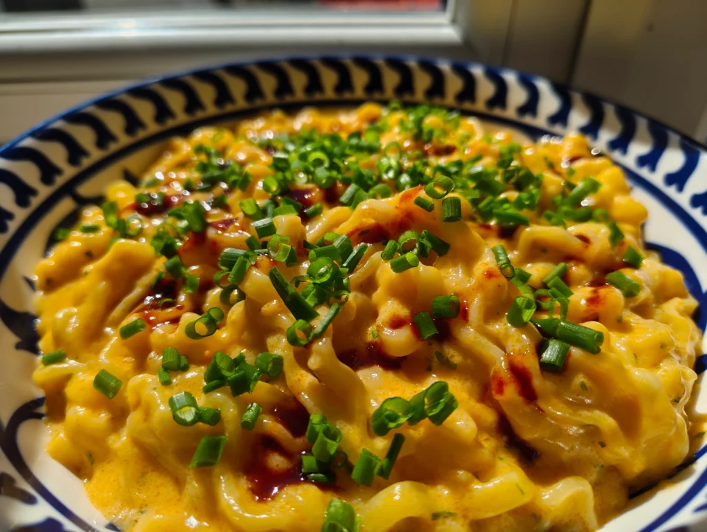 serving noodles with chives