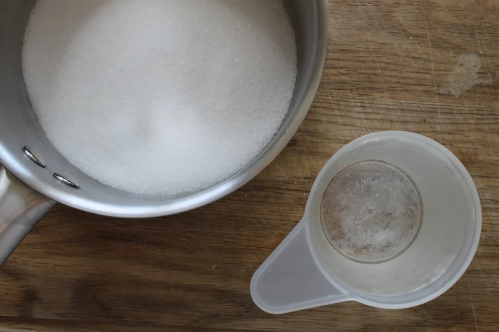 sugar and water