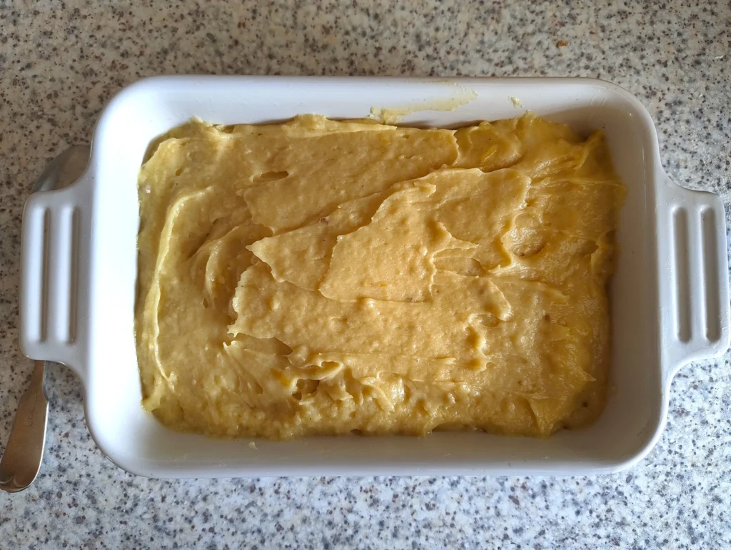 cake batter in tray