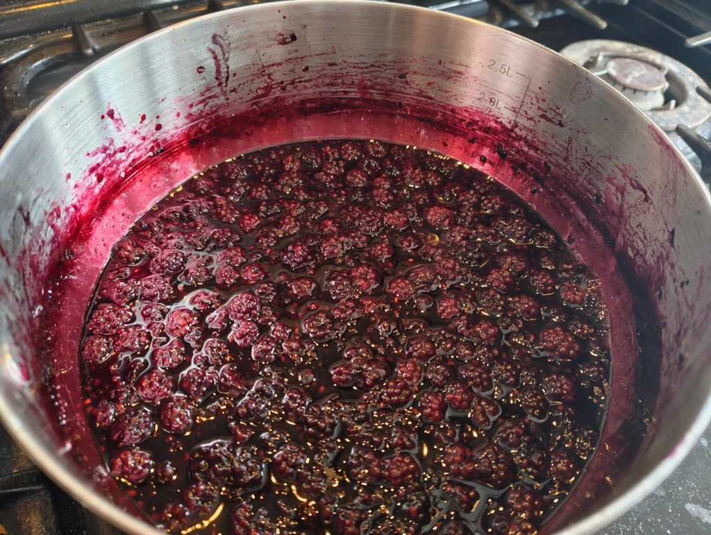 simmering blackberry jam