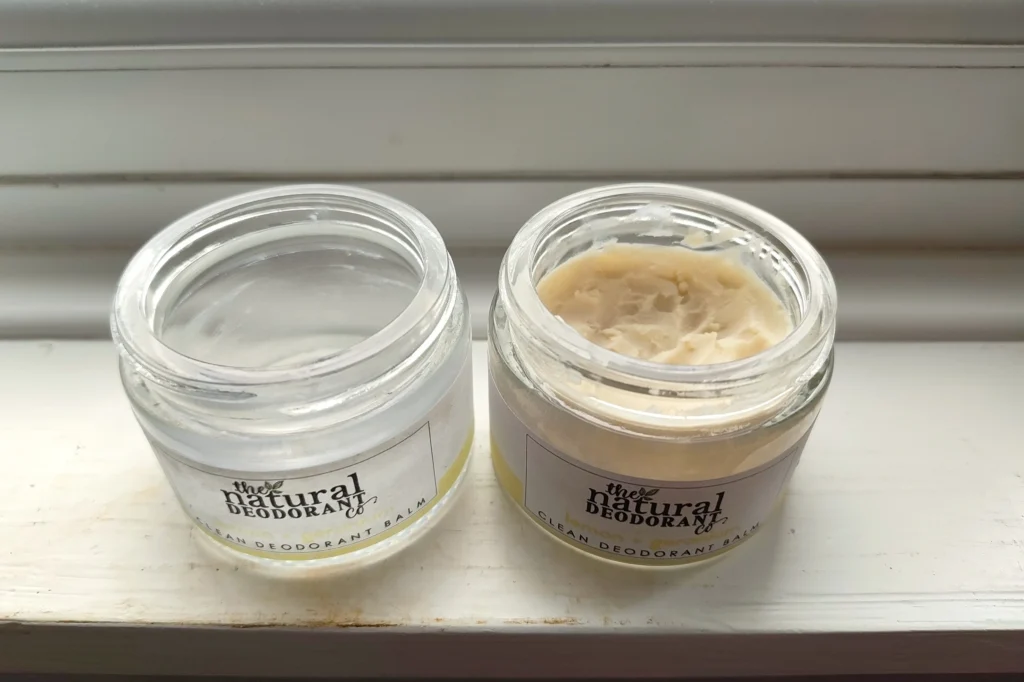 side by side empty and full deodorant jars